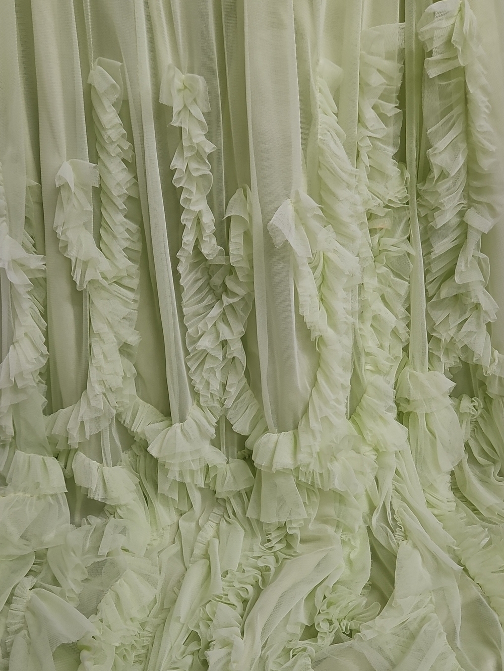 Anthropologie Spring Green Ruffled Tulle Lined Maxi Skirt Sz Large Womens - Picture 3 of 6
